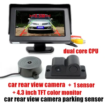

2 in 1 High quality Video Parking Sensor Wide Viewing Angle 4.3 inch car Monitor Car Rearview Camera Black TFT