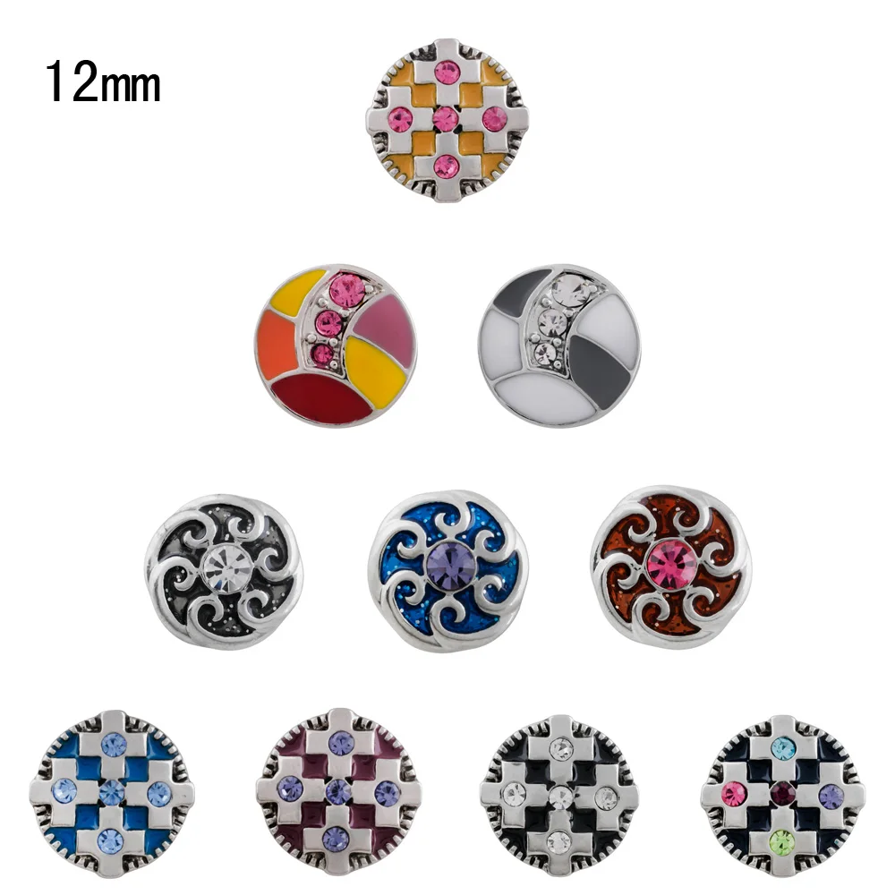 

New 12MM Snap Jewelry Valentine's Day Gift Rhinestone Mini Metal Snap Buttons fit 12mm Snap Bracelet Bangle Earrings Necklaces