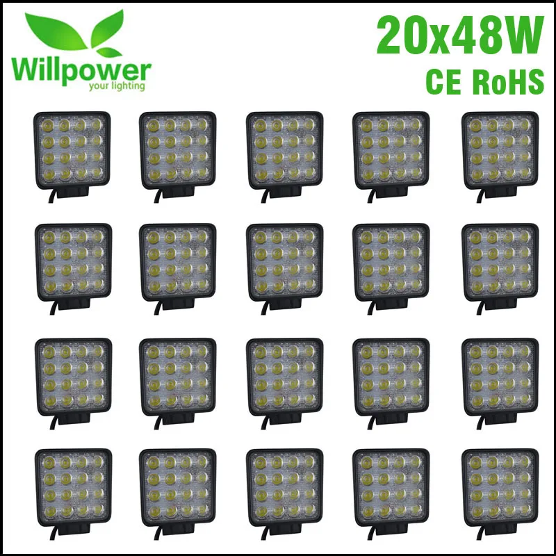 20 шт. Высокая мощность IP67 Водонепроницаемый внедорожный 4x4 Светодиодный светильник для вождения грузовика трактора прожектор 48 Вт светодиодный рабочий светильник 12 В