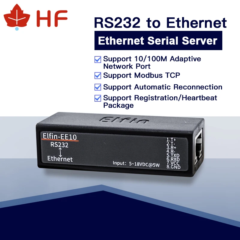 Высокочастотный широкий напряжение 5 ~ 36 В последовательный порт RS232 к Ethernet