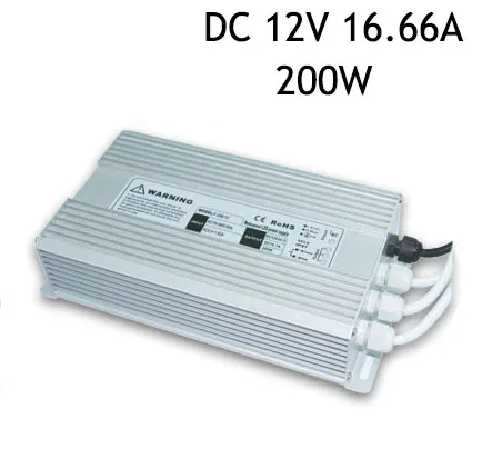 

5Pcs 12V 16.66A 200W Waterproof IP67 LED Power Supply High-effective Transformer Driver For LED Strip AC220-240V To DC12V DHL