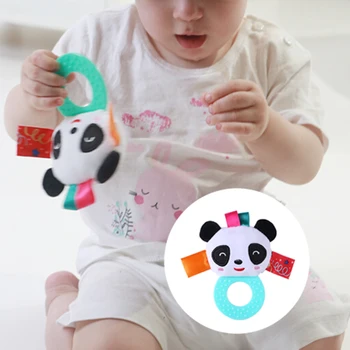 

BB silicone 0-1 plush toy Infant hand grasping teeth rubber rattle doll bell interactive cute cartoon animal Dropshipping