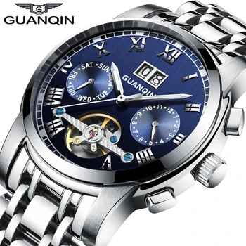 

Original GUANQIN Mechanical Watches Men Steel Waterproof Automatic Watch Men Big Calendar montre homme Relogio Masculino 2017
