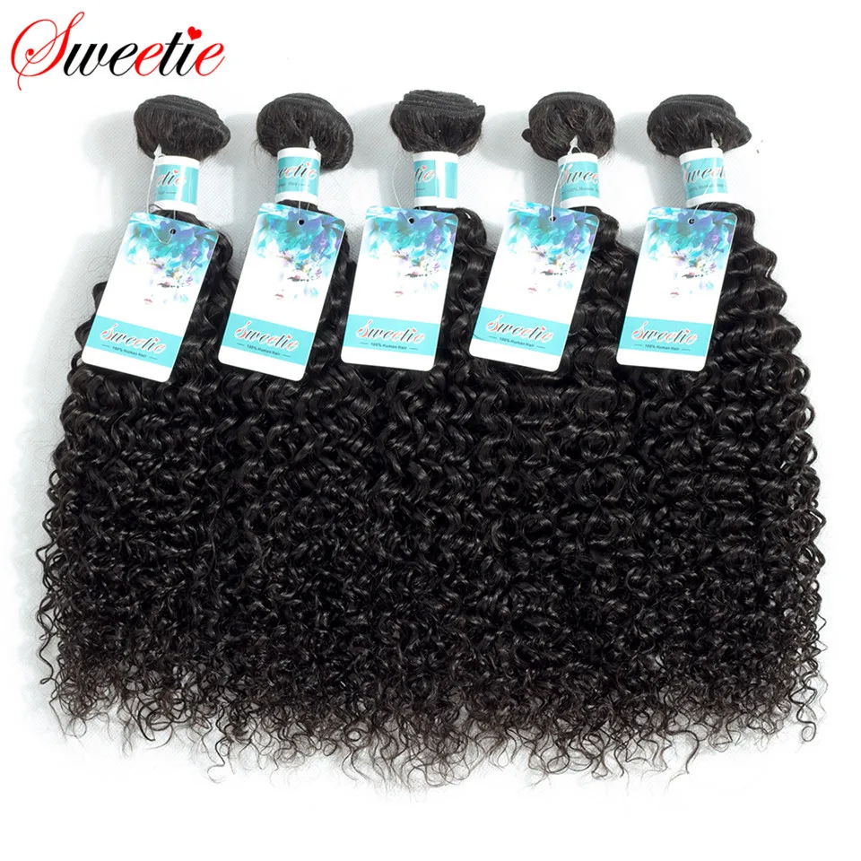 

Sweetie Indian Hair Afro Kinky Curly Hair Extensions 100% Curly Human Hair Weave Bundles Natural Color 1/3/4 Piece 100G Non-Remy