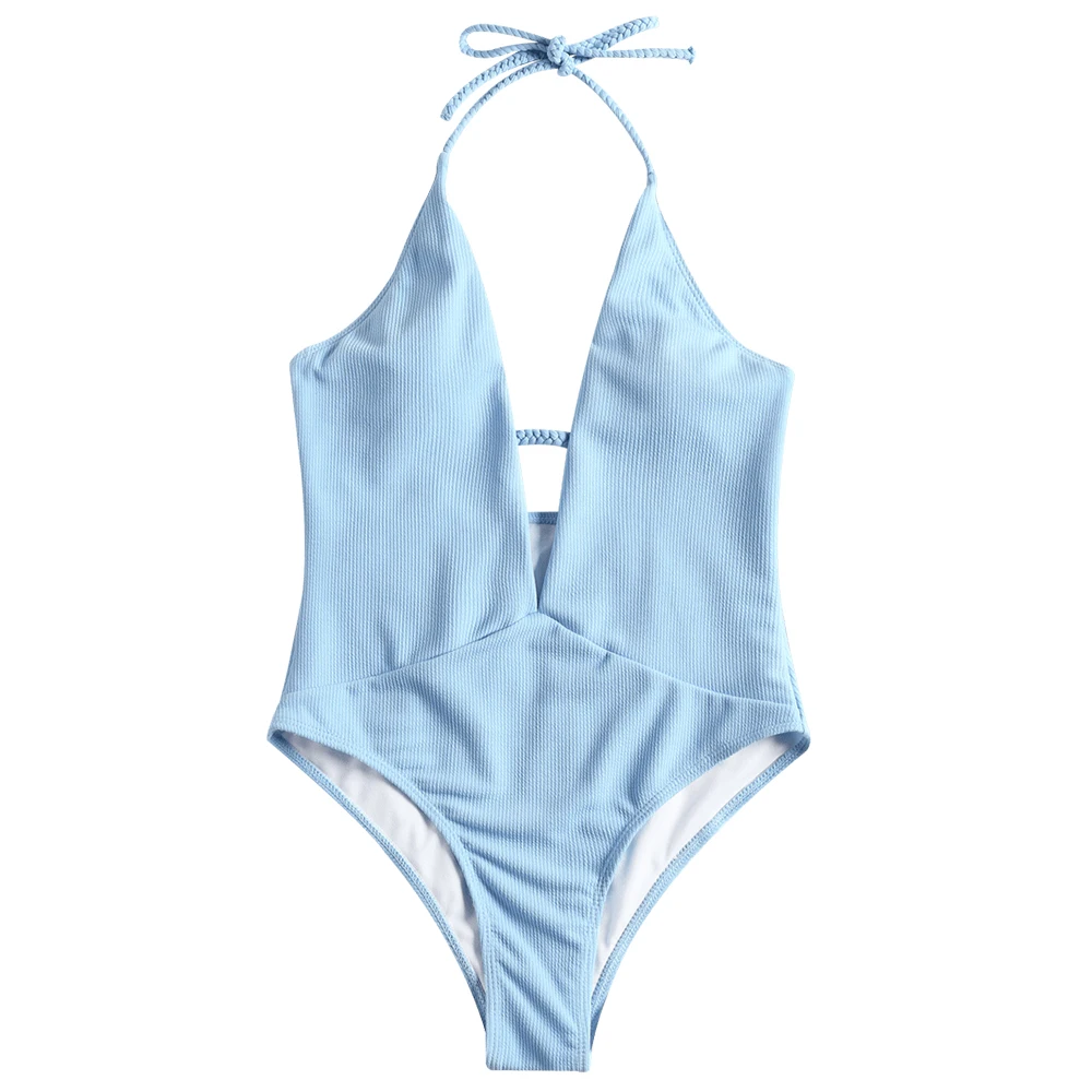 Buy 2018 One Piece Suit Women Sexy Plunge Neckline