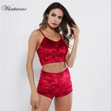 Whatiwear, Женская кружевная бархатная Пижама, сексуальные бархатные шорты с бретельками, пижамный комплект, Дамская пижама, Женский пижамный комплект для вечеринки