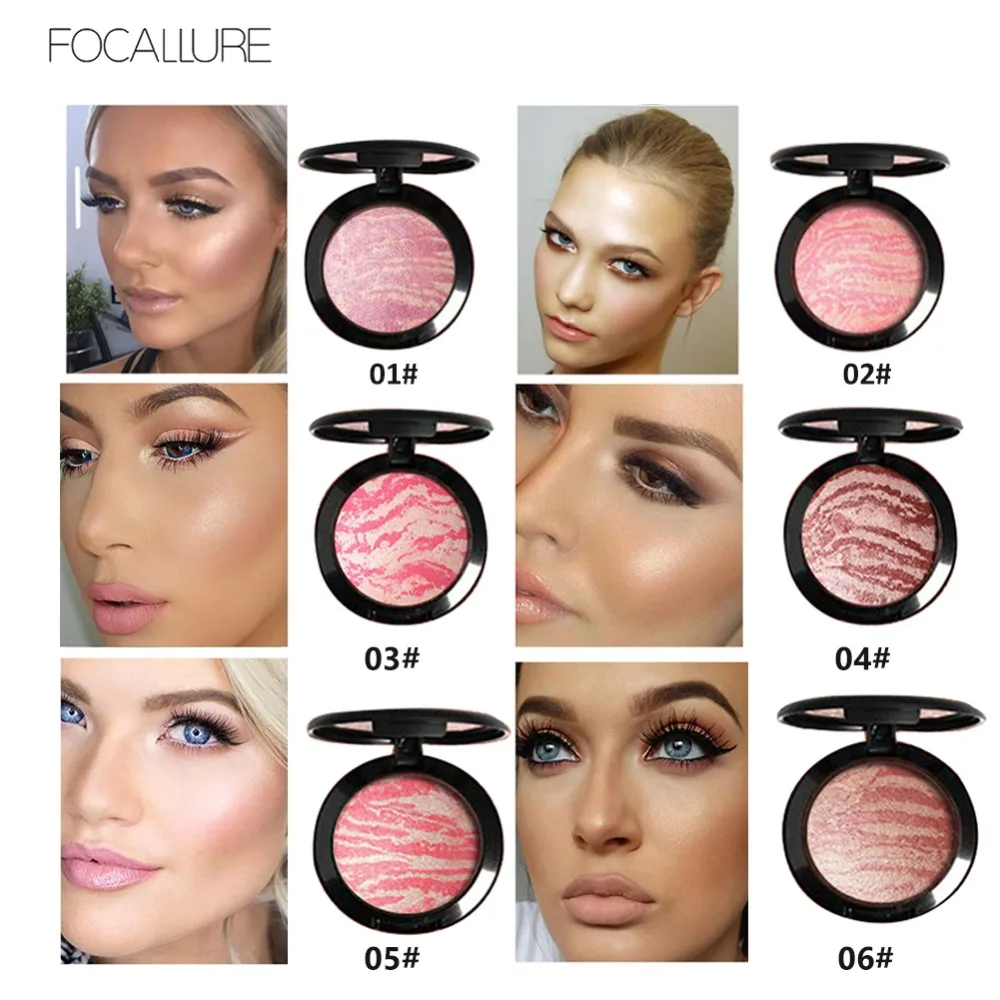1pc Professional Baked Blush Cheek Makeup Brighten Bronzer Blusher Bronzing Powder Face Beauty