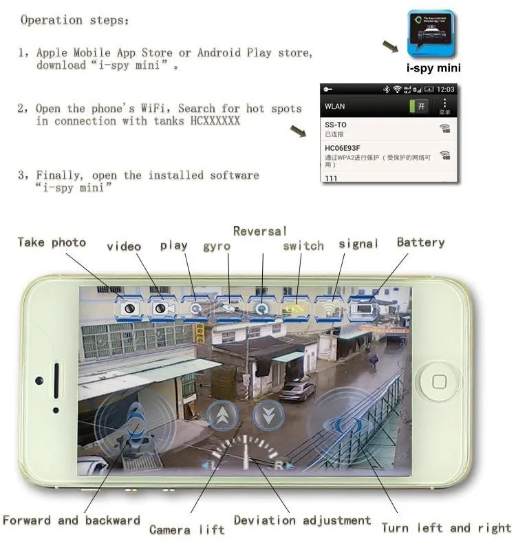 Забавный WiFi rc Танк автомобиль игрушка с 0.3MP HD камера в реальном времени Трансмиссия игрушки дистанционное управление по мобильному телефону мальчик детские игрушки