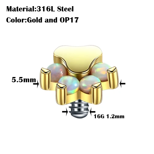 1 шт. стальной микро Кожный Якорь Топ имплантат пирсинг Топ микро кожный пирсинг Опал пирсинг поверхность пирсинг Топ ювелирные изделия для тела - Окраска металла: S0603