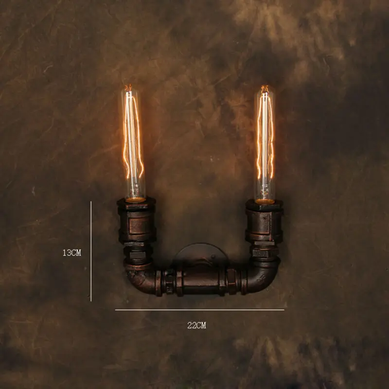 

Vintage Wall Lamp American Style Industrial Edison Lamps E27*2pcs Pipe Style Art Deco Loft Lighting For Home Kitchen Bar