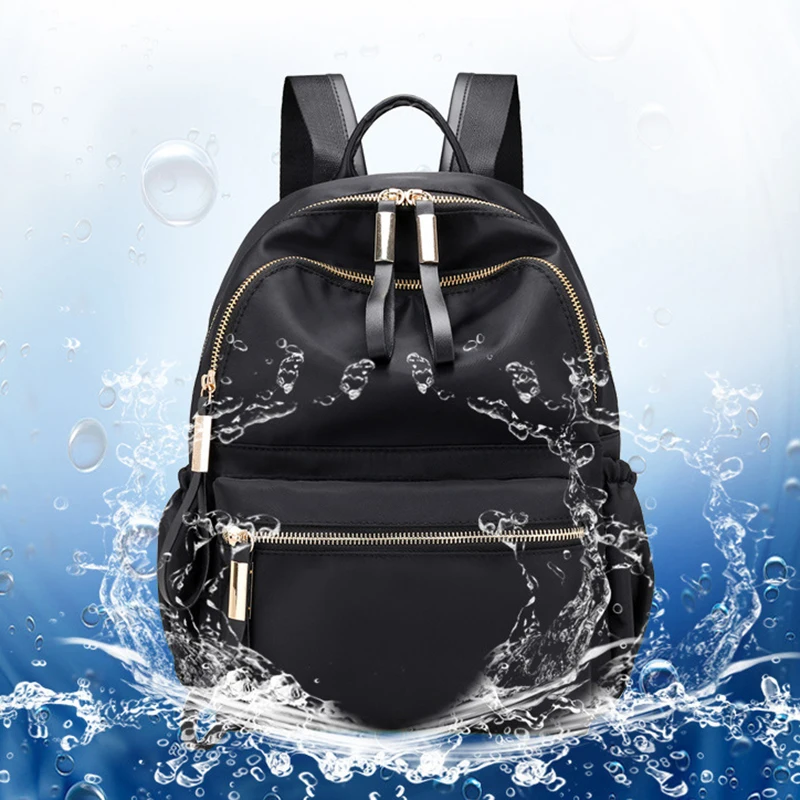 

Simple Nylon Womens Backpack Women Fashion Solid Color Travel Backpacks Teen Girl Casual Student Schoolbag High Quality Bookbags