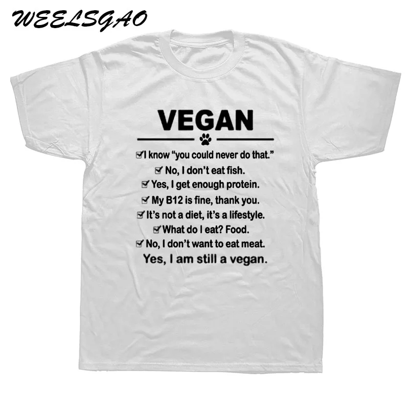 WEELSGAO, новая модная брендовая одежда для мужчин, Vegan I Am Still A Vegan хлопковые футболки с коротким рукавом - Цвет: white