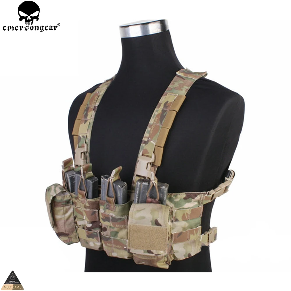 EMERSONGEAR Easy Chest Rig Vest Tactical Combat Recon Vest with Magazine Pouch Airsoft Hunting Paintball Vest Multicam EM7450
