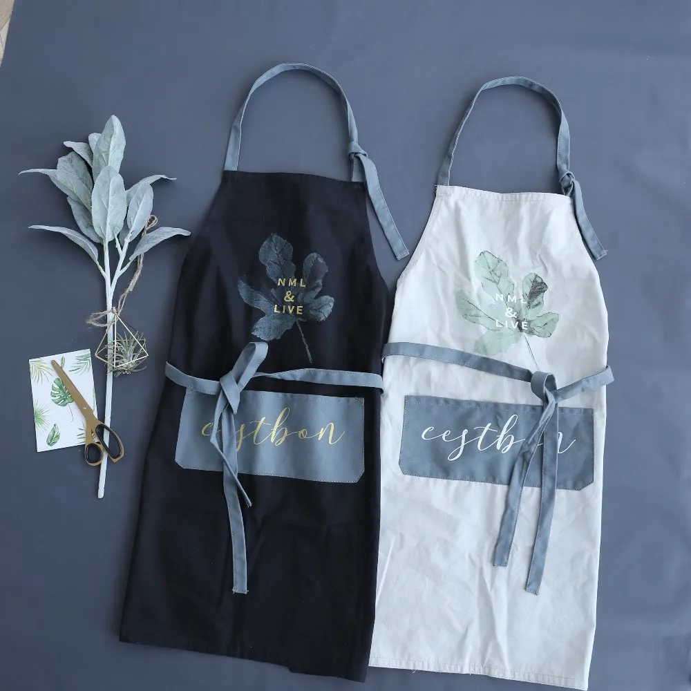 New Brief Nordic wind 100% cotton apron Coffee shops and restaurant work apron kitchen cooking Baking aprons for woman man bib