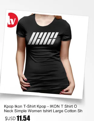 Kpop Ikon футболка IKON без футболки размера плюс с коротким рукавом женская футболка из 100 хлопка повседневная простая женская футболка с круглым вырезом и принтом