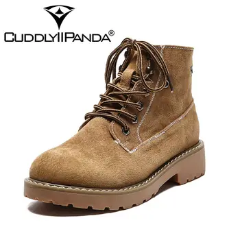 

CUDDLYIIPANDA Women Fashion Rivets Boots Pigskin Leather Women Autumn Winter Ankle Boots Ladies Green Shoes Botas Mujer