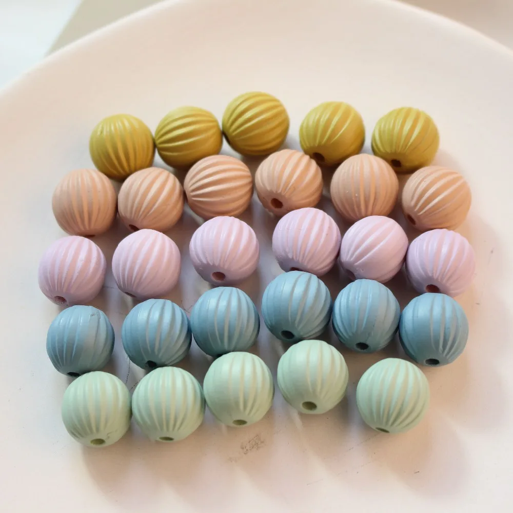 

Summer style 50pcs/lot 14mm color print geometry pumpkin round shape resin beads diy jewelry bracelet/necklace pendant accessory