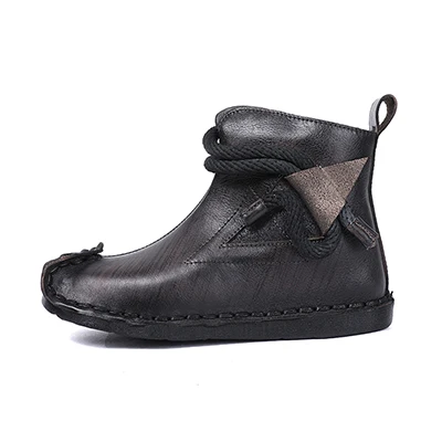 VALLU/ г., новая Оригинальная Винтажная обувь женские ботильоны мягкие удобные женские ботинки на плоской подошве из натуральной кожи ручной работы с боковой молнией - Цвет: Черный