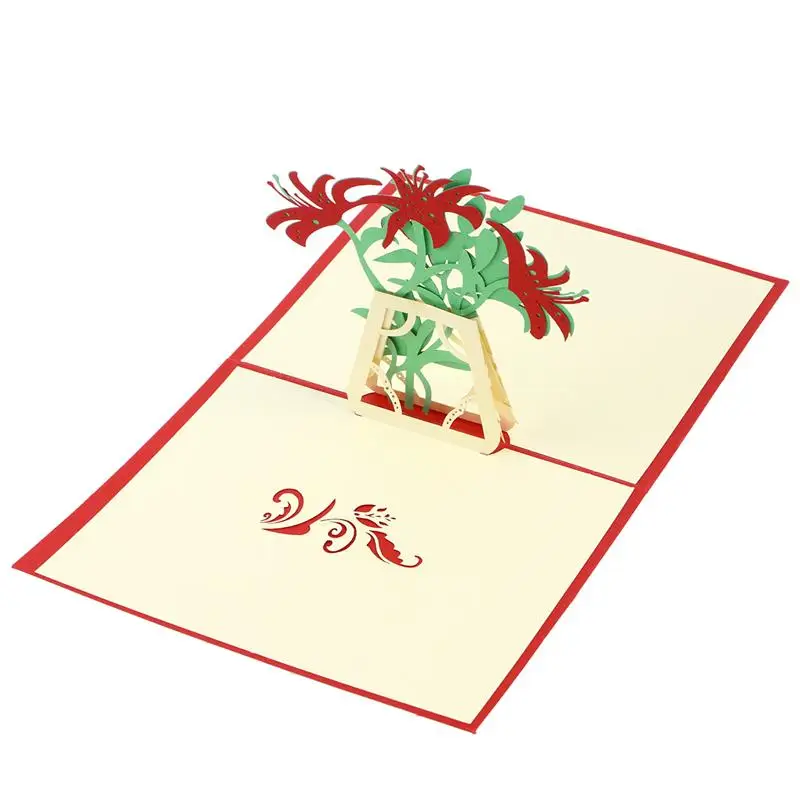 3d pop up greeting cards lily handmade wish card kirigami