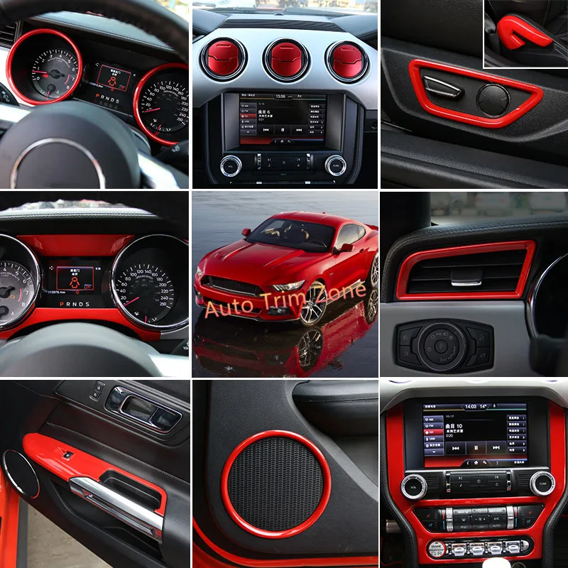 Us 559 42 17 Off 35pcs Abs Metal Blue Red Interior Speaker Air Vent Kits Trim For Ford Mustang 2015 2017 Left Hand Drive In Interior Mouldings From