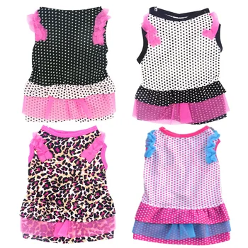 

Fashion Small Dog Dress Summer Dog Clothes Puppy Skirt Dot Leopard Wedding Party Dog Shirt Skirt Summer Pet Cat Clothes For Dogs