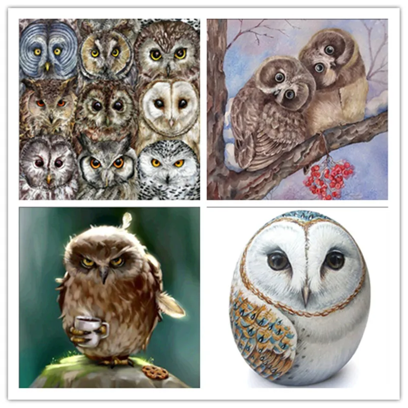 

5D DIY New Animal Owl Diamond Embroidered Diamond Picture Stitch Embroidery Picture Rhinestone Round Diamond Mosaic Set