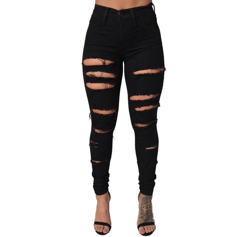 2017 Modelos de Explosión CALIENTE de Moda de Verano Agujero Pantalones de  Mezclilla Skinny Jeans Para Mujer Casual de Las Señoras Negro/Blanco  delgado Denim Jeans Rasgados Para mujeres|ripped jeans for women|jeans for