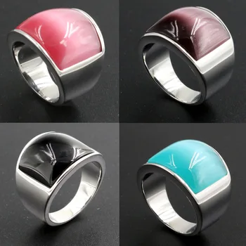 

European and American explosions personality titanium steel ring fashion wide face white big gem men and women ring factory dire
