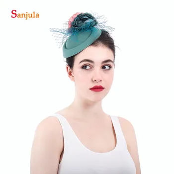

Fashionable Flowers Bridal Hats Wedding Hats and Fascinators with Tulle Small Hats noivas acessorio de cabelo H31