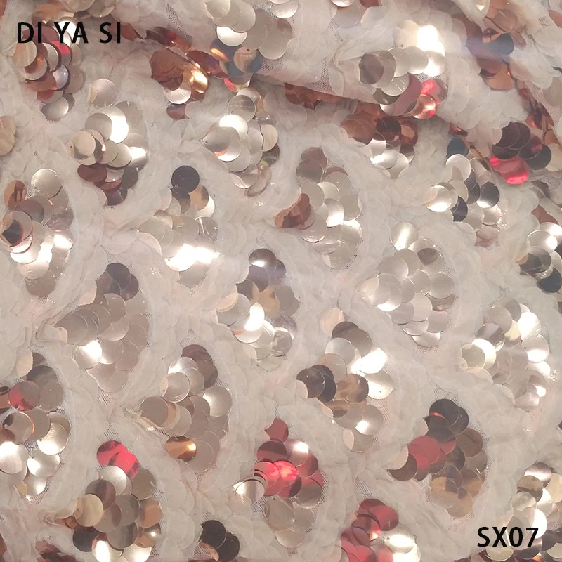 

Organza French Laces Fabric 3D Sequins Flower embroidery High Quality Tulle net Lace Soft tissue For Women SX07