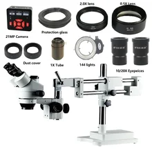 3.5X-90X двойной стрелы стерео Simul фокальный тринокулярный микроскоп 21MP 1080P HDMI USB камера 144LED объектив микроскопио
