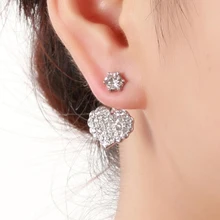 Jisensp Модные Простые розы маленький золотого цвета серьги в форме сердца для девочек элегантные CZ хрустальные серьги гвоздики ювелирные серьги-джекеты