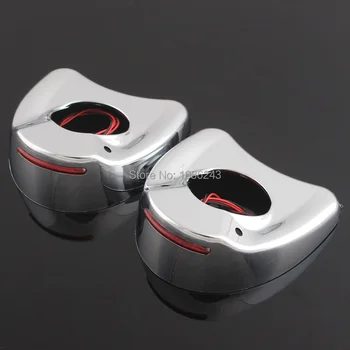 

Motorcycle Chrome Fairing Side Mirror LED Cover Shell Fits For Harley Electra Glide 1996-up Pair New