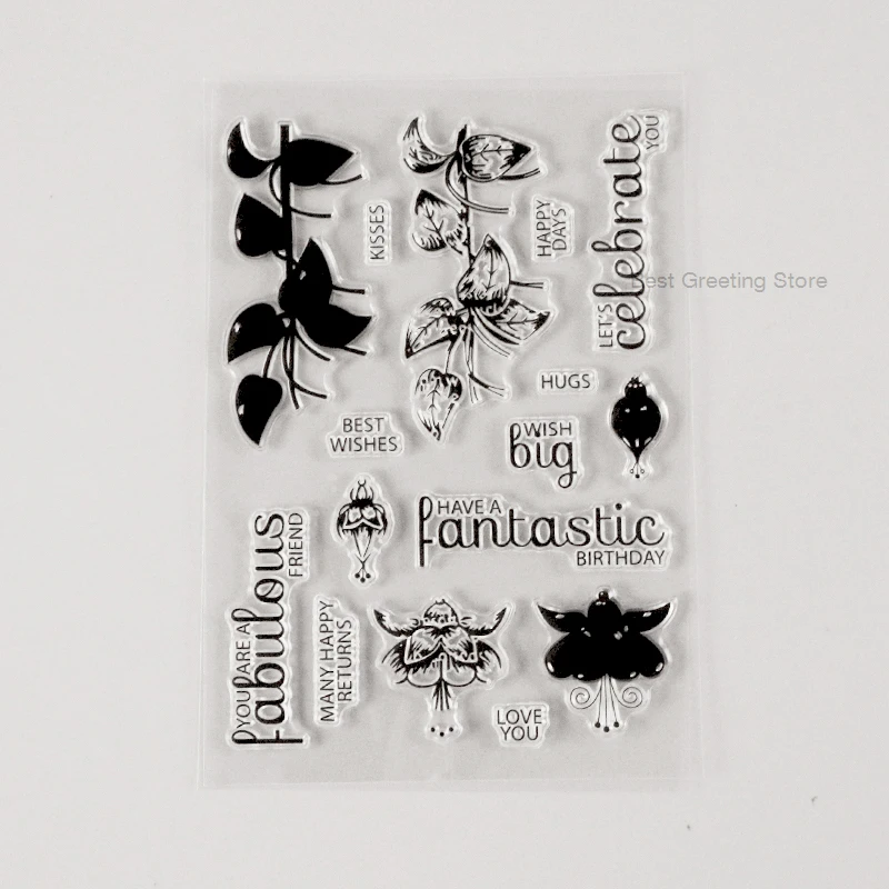 

Clear stamps flower layering stamps for card making and scrapbooking birthday card quote stamps