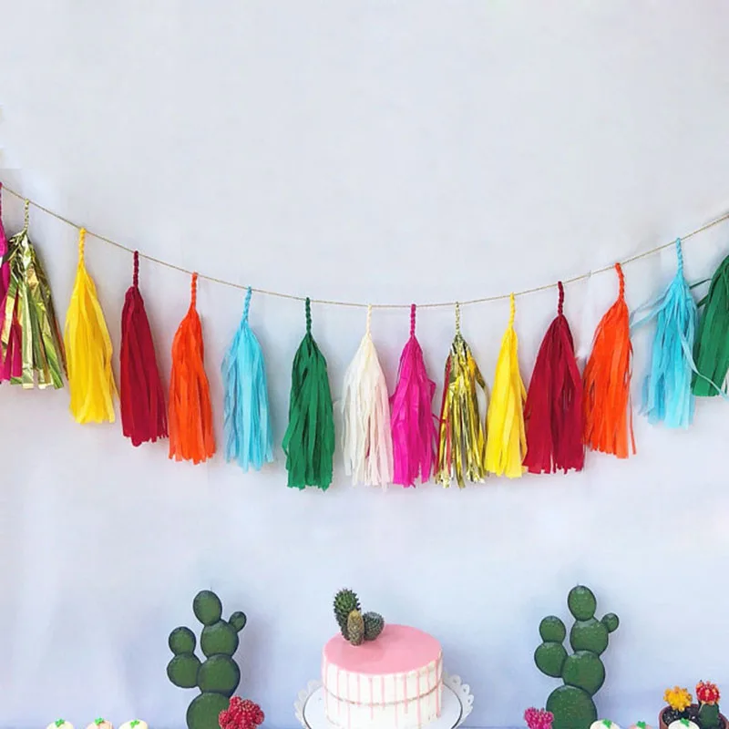 5 Sheets 25x35cm Tissue Paper Tassels Garland Paper Bunting Banner DIY Wedding font b Baby b