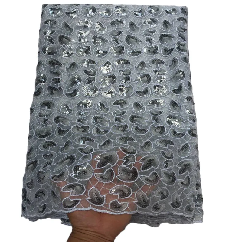 

Attractive sequined lace fabric Modern African Tulle lace fabric with sequins for elegant dress A782-1