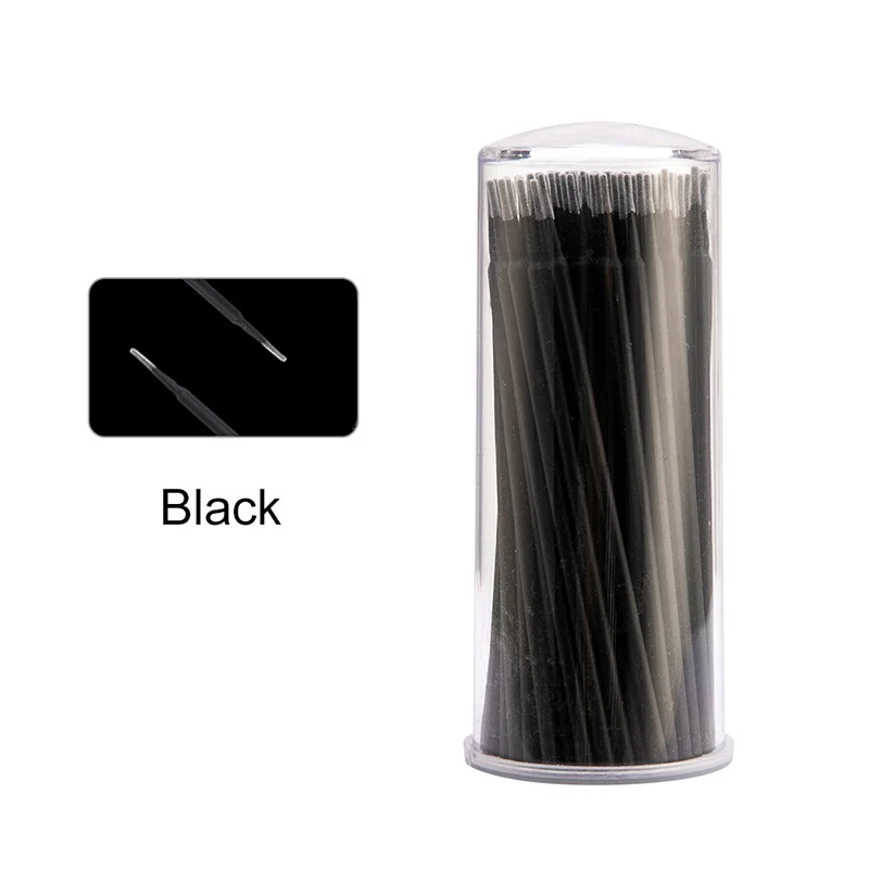 Black Zwellbe 100 шт./кор. одноразовые микрощетки ресниц индивидуальный ресниц Аппликаторы тушь удаления тампоном макияж инструменты - Handle Color: Black