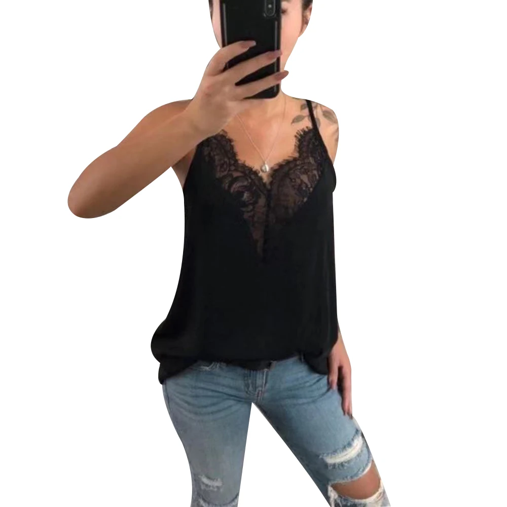 

Women Tops Vest Sexy Vintage Solid Lace Chiffon Tops Hollow Out Solid Casual Cotton Loose Sleeveless Cropped haut femme H30