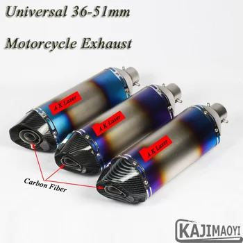 

470mm Universal Motorcycle Exhaust Carbon Laser Marking Muffler Pipe Escape For CBR500 GSXR600 R6 R1 Z900 With DB Killer Sticker