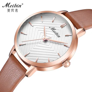 

MEIBIN Top Brand Women's Watches Luxury Leather Strap Quartz Women Watch Ladies Clock Fashion Female Wristwatch reloj mujer