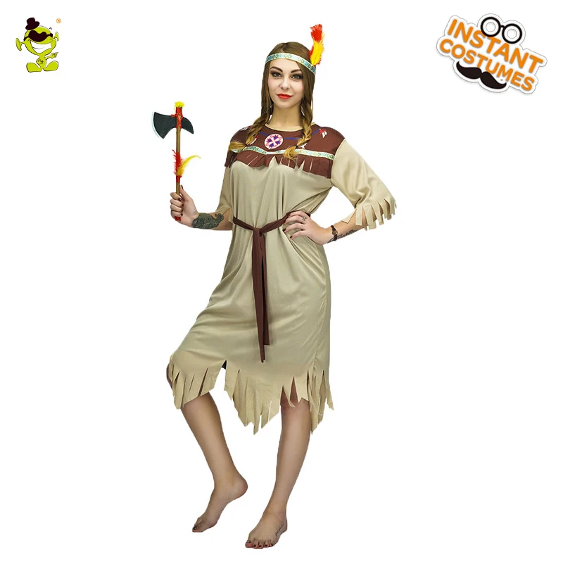 Adult American Indian Woman Costume Carnival Role Play Exotic Outfits