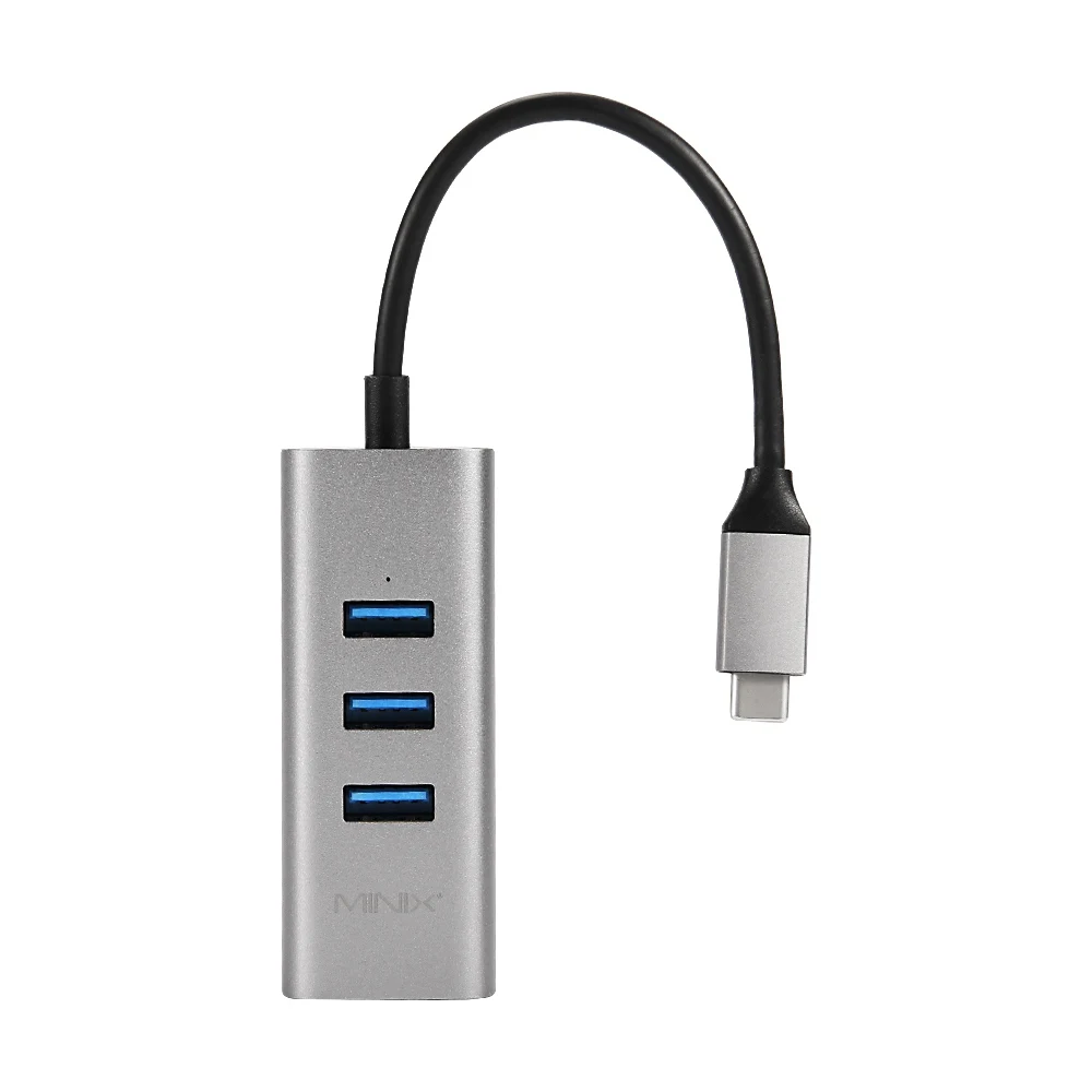MINIX NEO C-UE алюминиевый USB-C до 3-Порты и разъёмы USB 3,0 и Gigabit Ethernet адаптер Универсальный Совместимость Windows, Mac и Chrome OS