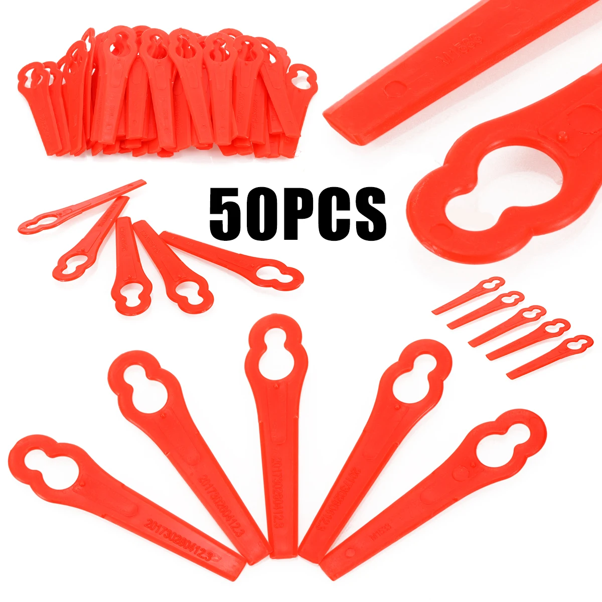 50pcs Plastic Trimmer Blades Replacement Lawn Mower Blades for Garden Grass Trimmer Parts