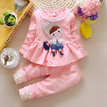 

2016 spring and autumn girls child long-sleeve twinset infant cartoon children pullover spring girls set