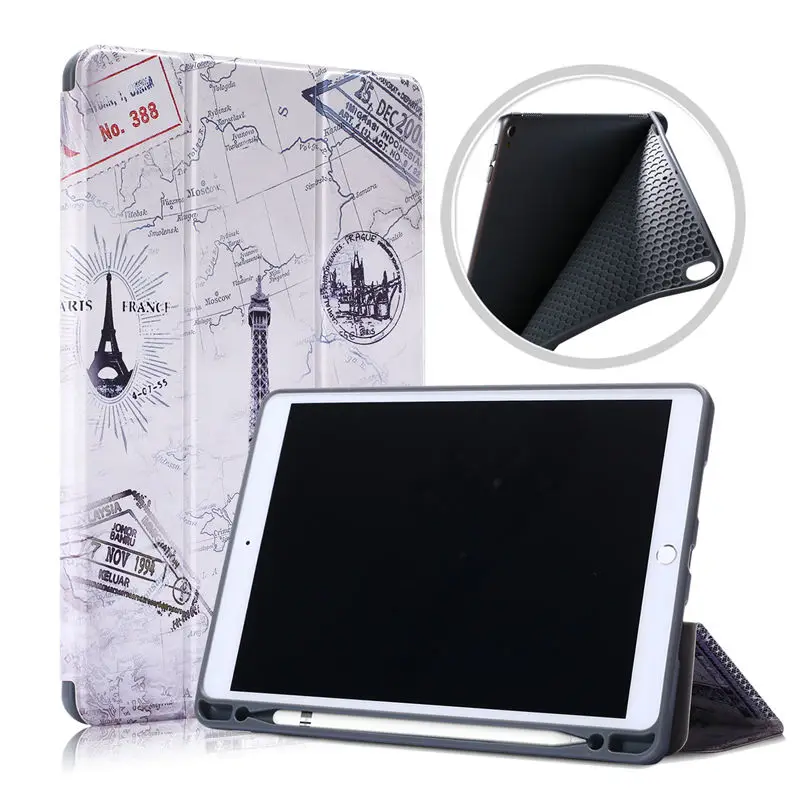 

Case For iPad Air 3 2019 Smart Cover With Pencil Holder Funda For iPad Pro 10.5 2017 Soft Silicon Back Shell
