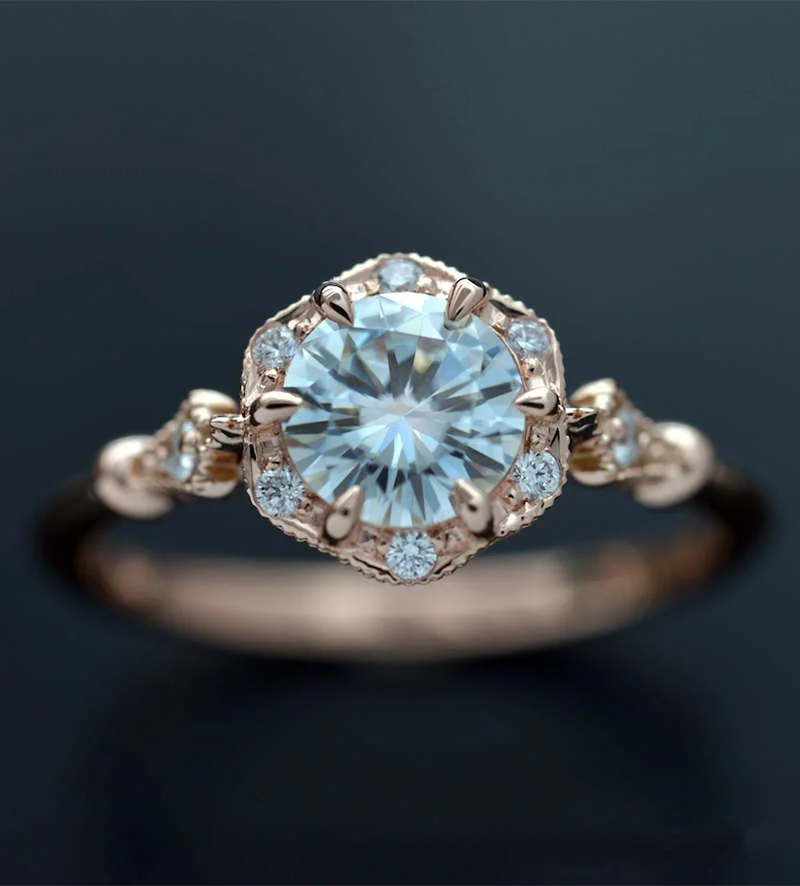 Роскошное женское Кристальное белое круглое кольцо, модные кольца из розового золота 18 К для женщин, винтажные обручальные кольца с цирконием и камнем
