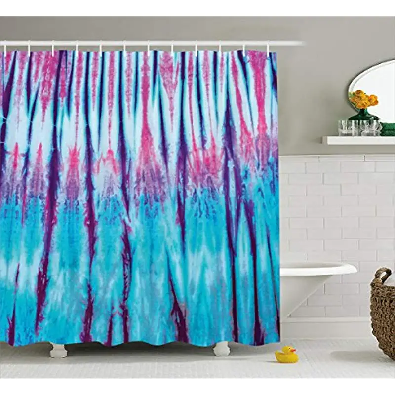 Vixm Tie Dye Decor Shower Curtain Close Up Vertical Gradient Tie Dye