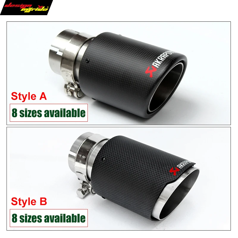 

54mm/76mm Carbon Fiber Coated Universal Car Exhaust Pipe Tip Tailtip Akrapovic Car Exhaust for volkswagen vw golf 7