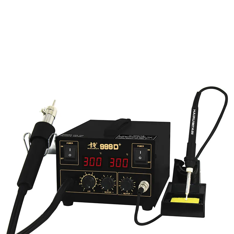

HAIRUI 999D+ LED Digital 2 in 1 Soldering Iron Hot Air Rework Station
