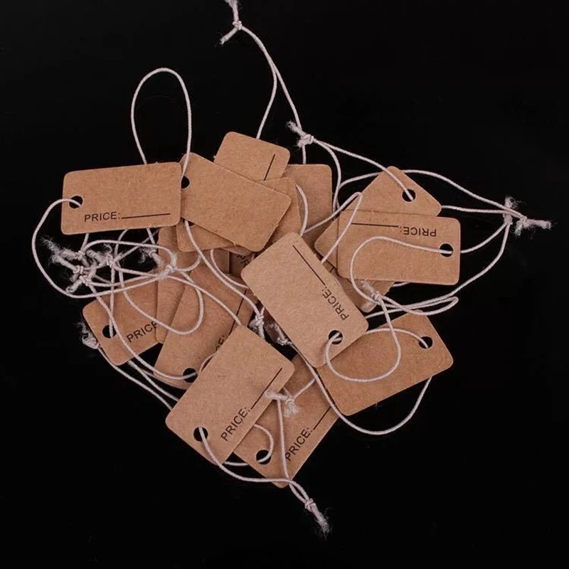 

1.3*2.3cm Mini Brown Kraft Paper Tags with Elastic Rope Price Tag Packaging Tags For Products Handmade Labels Jewelry Hang Tags